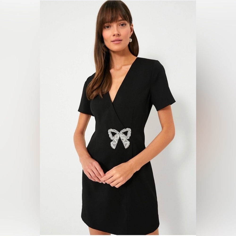 Hyacinth House bow patches faux wrap black dress size XL